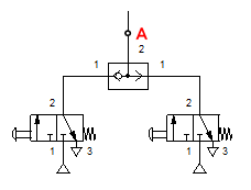 Exemplo - circuito com válvula alternadora