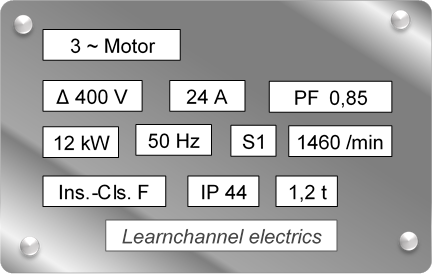 Motor plate 3 Phase Induction motor