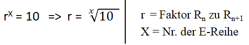 Formel für r einer E-Reihe