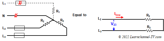 3 Phase fault - Phase loss and loss of the neutral line at a Star connection