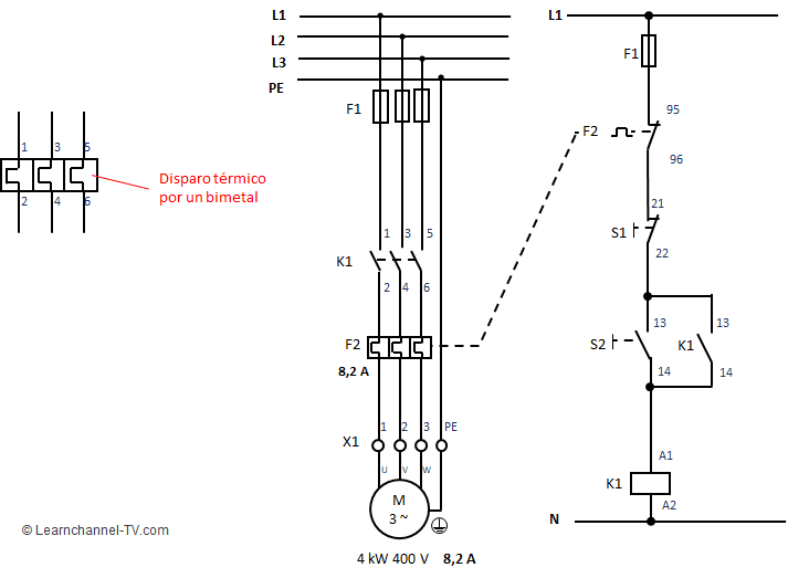 Relé de protección del motor o relé de sobrecarga- como funciona y ejemplo de circuito