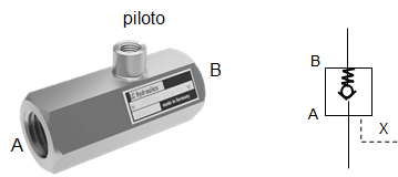 Válvula de retenção operada por piloto com símbolo