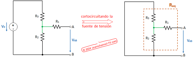Ejercicio - Teorema de Thevenin - determinar la resistencia interna equivalente