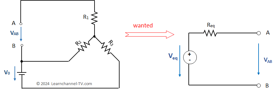 Thévenin's (voltage-source) equivalent circuit – exercise